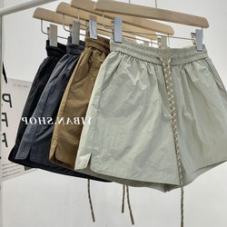 American-Style Versatile High-Waisted Workwear Quick-Dry Shorts for Women, Summer Elastic Waist A-Line Loose Slimming Hot Pants Casual Sports Pants