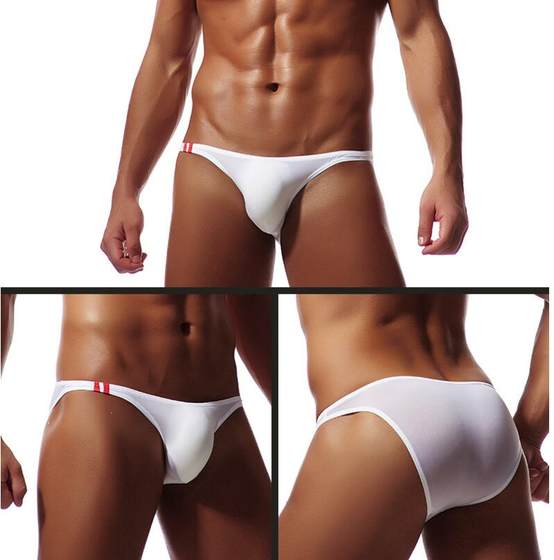 Men's Bikini triangle underwear ultra -thin and slightly low waist sexy ice silk smooth, no trace narrow pants short pants summer