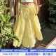 MSYOUCAN Looking forward to the bright summer dopamine yellow skirt with bow splicing lace-up versatile long skirt