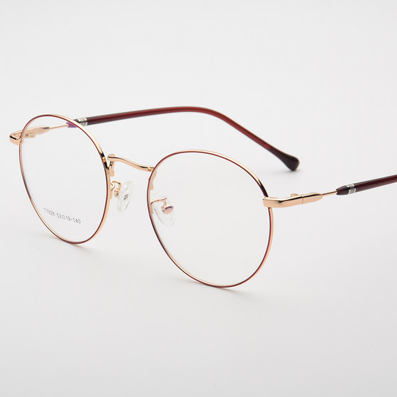 
Square face glasses round myopic men and women ultra-light titanium alloy retro metal thin edge anti-allergic flat glasses frame trendy