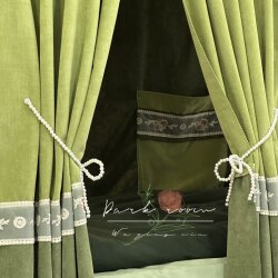 Green European style baby embroidered lace bed curtain free shipping