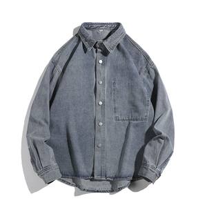 
High-quality trendy brand workwear denim shirt men loose large size 2025 spring jacket Japanese handsome shirt jacket