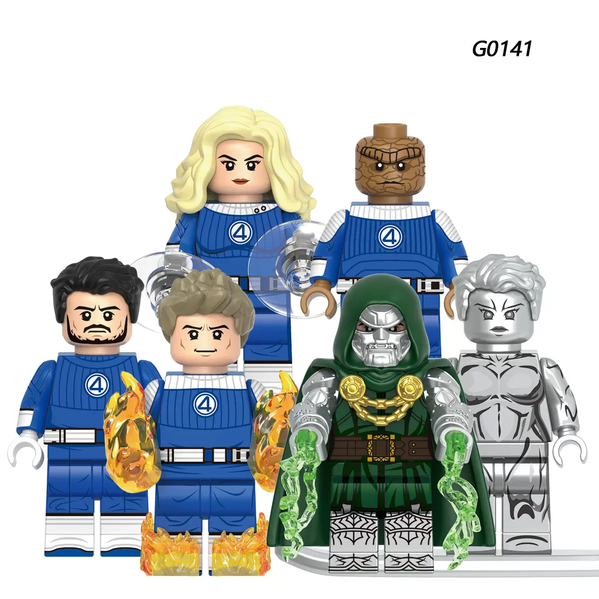 漫威神奇四侠神奇先生毁灭博士银影侠国产拼装积木人