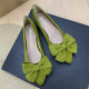 Flat shoes 2025 new women's shoes, small fragrance single shoes, large size shallow mouth, evening shoes, beans shoes, bow shoes, comfortable