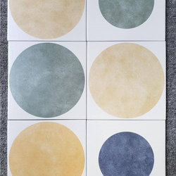 200*200 Small Floral Tiles, Wear-Resistant, Non-Slip, with Circular Patterns, Colorful Hand-Painted, Suitable for Kitchen and Bathroom Wall Tiles