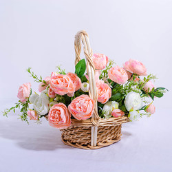 Wicker Flower Basket Dance Prop Dancing Basket Flower Basket Wedding Small Flower Basket Portable Living Room Flower Arrangement Woven Basket