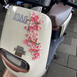 Car Electric Vehicle Simulation Peach Blossom 3D Stereo Decorative Accessory to Cover Scratches, Pink Flower Dashboard Decoration Sticker