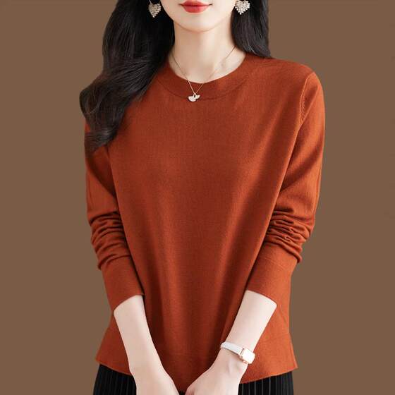 
Mom base shirt 2025 new model this year's popular mulberry silk long-sleeved T-shirt for women's versatile knitted top