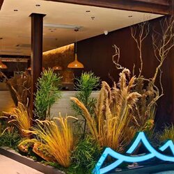 Simulated Green Plants, Indoor Mountain-Style Dining and Beverage Landscape, Corner Space Design, Simulated Plant Landscaping, Artificial Tree Decoration