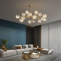 Light Luxury Living Room Chandelier 2025 New Model All-Copper Post-Modern Minimalist Dining Room Master Bedroom Package Combination Crystal Lighting Fixtures