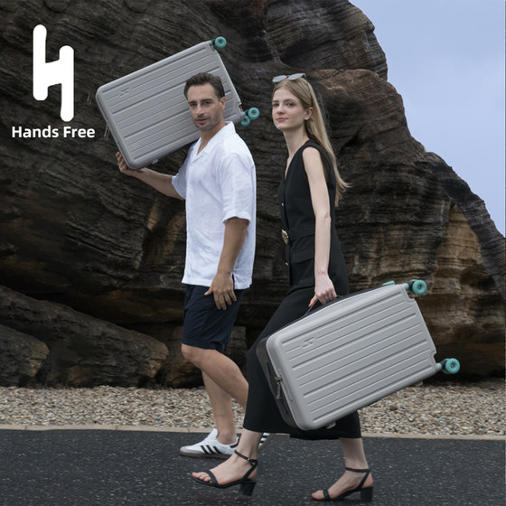 Hands Free wide trolley pc suitcase large capacity marble steel solid bearing wheel female student trolley box