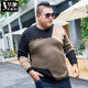 Bimeng fat guy round neck sweater men's winter extra large pure cotton loose fat, fat, fat increases size knit sweater