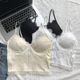 Pure sexy hot girl style lace suspender women's 2024 spring and summer new style backless pleated wood earrings with chest pad beautiful back vest