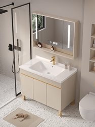Cream-style washbasin cabinet combination floor-standing bathroom cabinet wash basin bathroom solid wood washbasin cabinet set