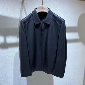 Spring and Autumn Clothes Black Zipper Sheepskin Genuine Leather Versatile Commuting Men's Single Leather Jacket