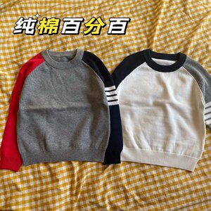 
New autumn and winter pullover sweater, handsome boy sweater, simple and versatile knitted sweater, children