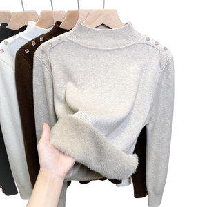 
Women's velvet half turtleneck sweater all-in-one velvet thickened bottoming shirt 2025 autumn and winter new style knitted sweater inner top