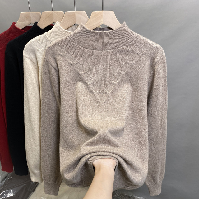 Half turtleneck twist sweater women's base shirt 2025 spring and autumn new pullover outside and knitted underwear fashionable top inside