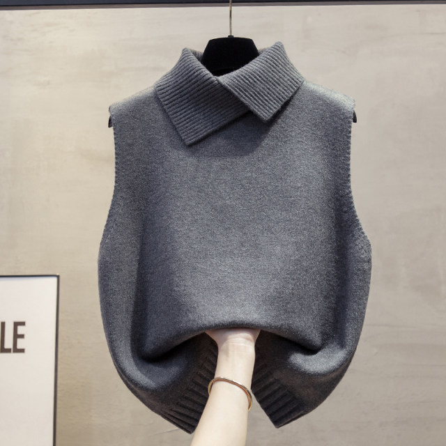 Lapel knitted vest vest for women 2025 Spring and Autumn New Loose Outer Wear Horse Clip Layered Fashionable Sweater Vest