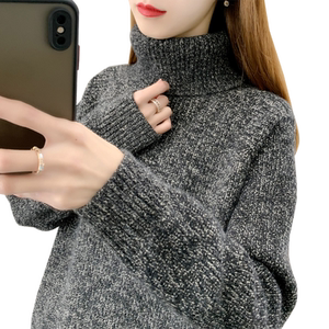 
Turtleneck sweater women's floral yarn thickened bottoming shirt 2025 autumn and winter new loose outer top top with knitted sweater trend