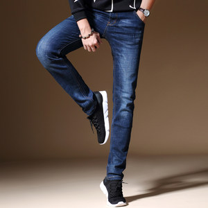 
2025 autumn and winter thick slim slim stretch jeans for young men, versatile plus velvet long pants, trendy men's clothing