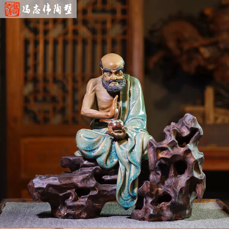 名家達摩祖師陶瓷佛像擺件客廳禪意仿古工藝裝飾品