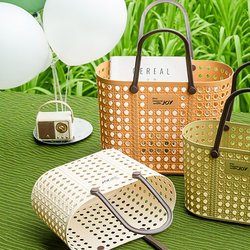 Vegetable Basket, Plastic Hand-Held Basket for Home Use, Large Basket for Eggs and Fruits, Shopping Basket for Groceries, Outdoor Picnic Storage Basket