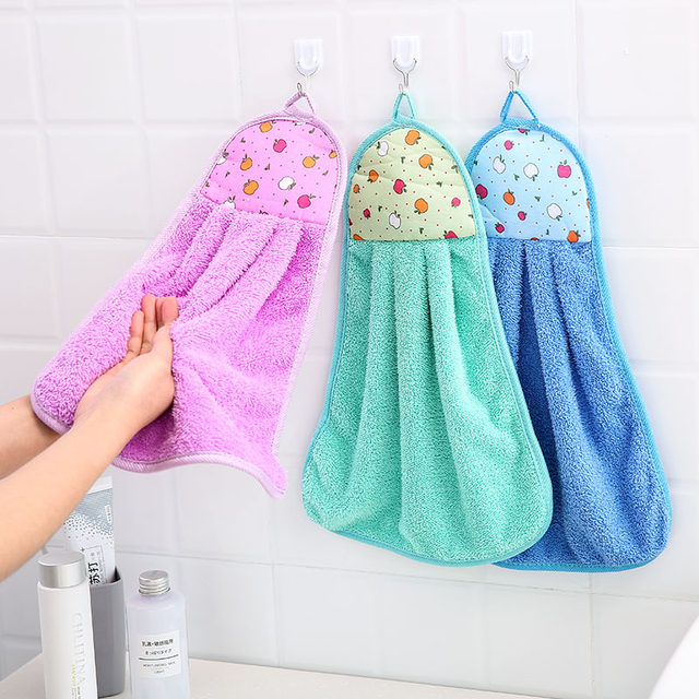 FFYHO Flamingo Cute Kitchen Towels With Hanging Loops 2 Pack, Summer Hand Towels For Bathroom Absorbent Coral Velvet Soft Tie Dish Towels