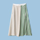 Asymmetric contrasting stripes splicing! Lace-up A-line silk mid-length skirt for women Spring and summer q