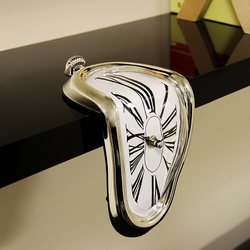 ins Light Luxury Creative L-Shaped Right-Angle Curved Twisted Clock, Unique Melting Design, Home Living Room Decoration Electronic Clock