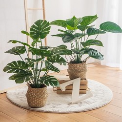 Nordic Artificial Green Plant Small Potted Monstera Fake Tree Landscaping Pot Living Room Decoration Floor-Standing Plastic Flower