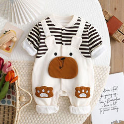 Baby Jumpsuit for Spring and Autumn, Toddler Romper for Going Out, Spring Outfit for Infants, Super Cute Full-Month Baby Boy Clothes, Spring Clothing