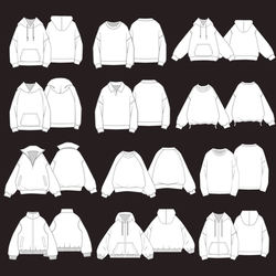 Clothing Design Templates, Sweatshirts, T-Shirts, Shirts, Pants, down Jackets Ai Vector Graphics