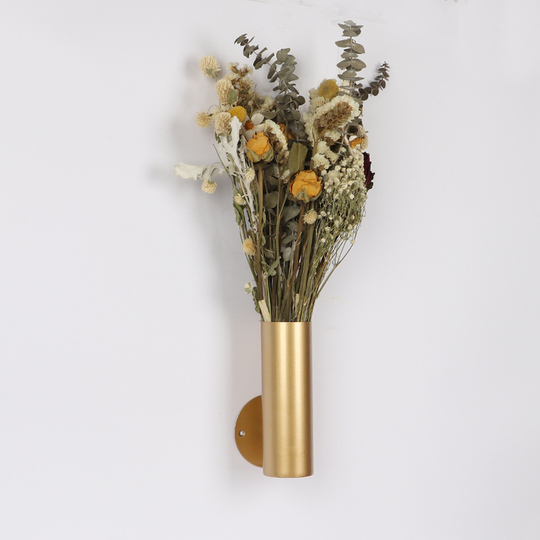 ノルディック 鉄製 花 壁掛け花瓶 - ゴールデン メタル アート