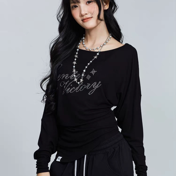 Autumn and winter new square dance clothing long-sleeved tops 2588 bat shirt hot diamond jacket women's sports and leisure clothing