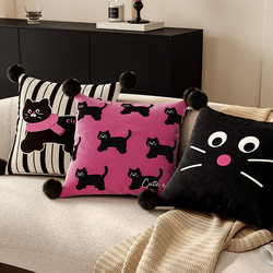 Cat Series Sofa Living Room Pillow Cream Color ins Cartoon Car Pillow Lumbar Pillow Bedside Nap Cushion