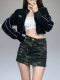 American retro camouflage work skirt autumn and winter high waist slimming pocket hot girl hip skirt A-line skirt miniskirt