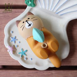 Japanese-Style Cat Zakka Incense Holder Bath Cat Watermelon Cat Incense Holder Scene Decoration Props Miscellaneous Goods Desktop Ornaments