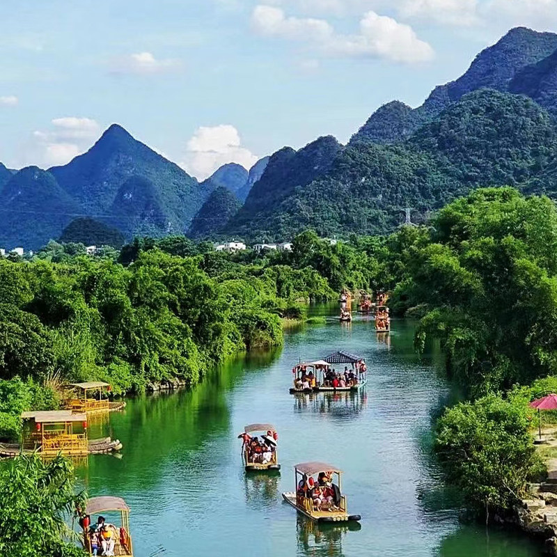 桂林阳朔】龙脊梯田4天遇龙河竹筏+兴坪游船+银子岩+十里画廊