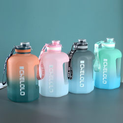 Large-Capacity Internet-Famous Ton-Ton Bucket Outdoor Sports Fitness Water Bottle for Men and Women, Portable Plastic Space Cup for Students