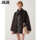JIUJIU retro horn buckle stand collar fur coat for women in winter 2025 new warm fur top
