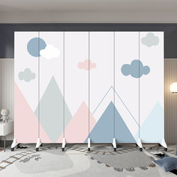 Cartoon Children's Room Screen Partition for Living Room, Home Folding Mobile Bedroom Bedside Divider, Folding Screen for Kindergarten Decoration