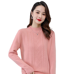 Phoenix 100 pure wool thickened autumn and winter half turtle neck retro cable double strand thickened sweater base shirt knitted