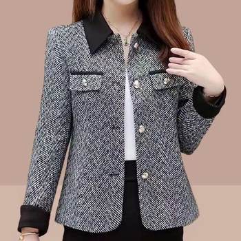 High-end mother's autumn and winter small fragrance jacket for women's spring and autumn new casual top cardigan fashionable suit

