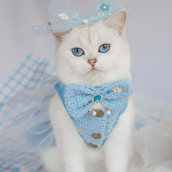 Pet Dog Handmade Small Fragrance-Style Wedding Dress Small Dog Korean Style Clothing Set Cat Princess Puffy Skirt