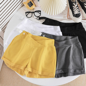 Maternity shorts thin outfits casual leggings summer clothes, small loose sports pants, low waist three-quarter pants, summer
