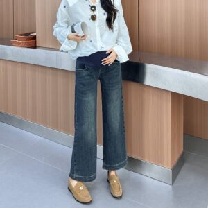 Pregnant women jeans, summer, spring and autumn, loose belly support, small straight and flared pants, early spring leggings
