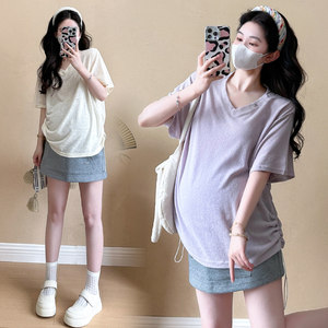 
Maternity tops summer thin new style sweet loose large size T-shirt versatile short-sleeved bottoming shirt outer T-shirt