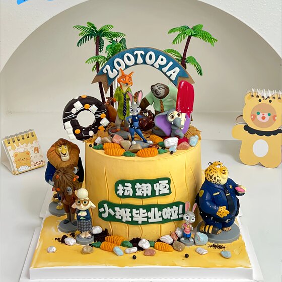 
Cartoon Animation Zootopia Birthday Cake Decoration Ornaments Cute Rabbit Fox Castle Zoo Plug-in