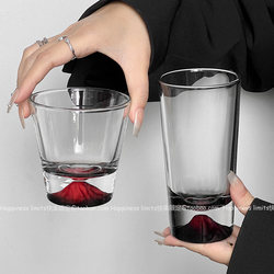 High-End ins Feng Hongding Style Black Base Mountain Viewing Cup, Mount Fuji Glass, Light Luxury Style Coffee Cup, Household Drinking Cup